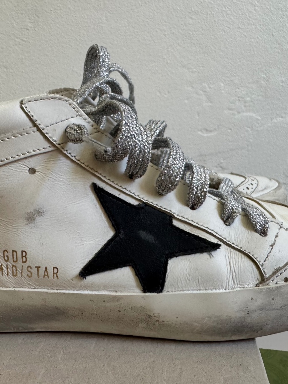 Golden Goose White Leather HIGH TOP Sneakers with Silver Laces size 36